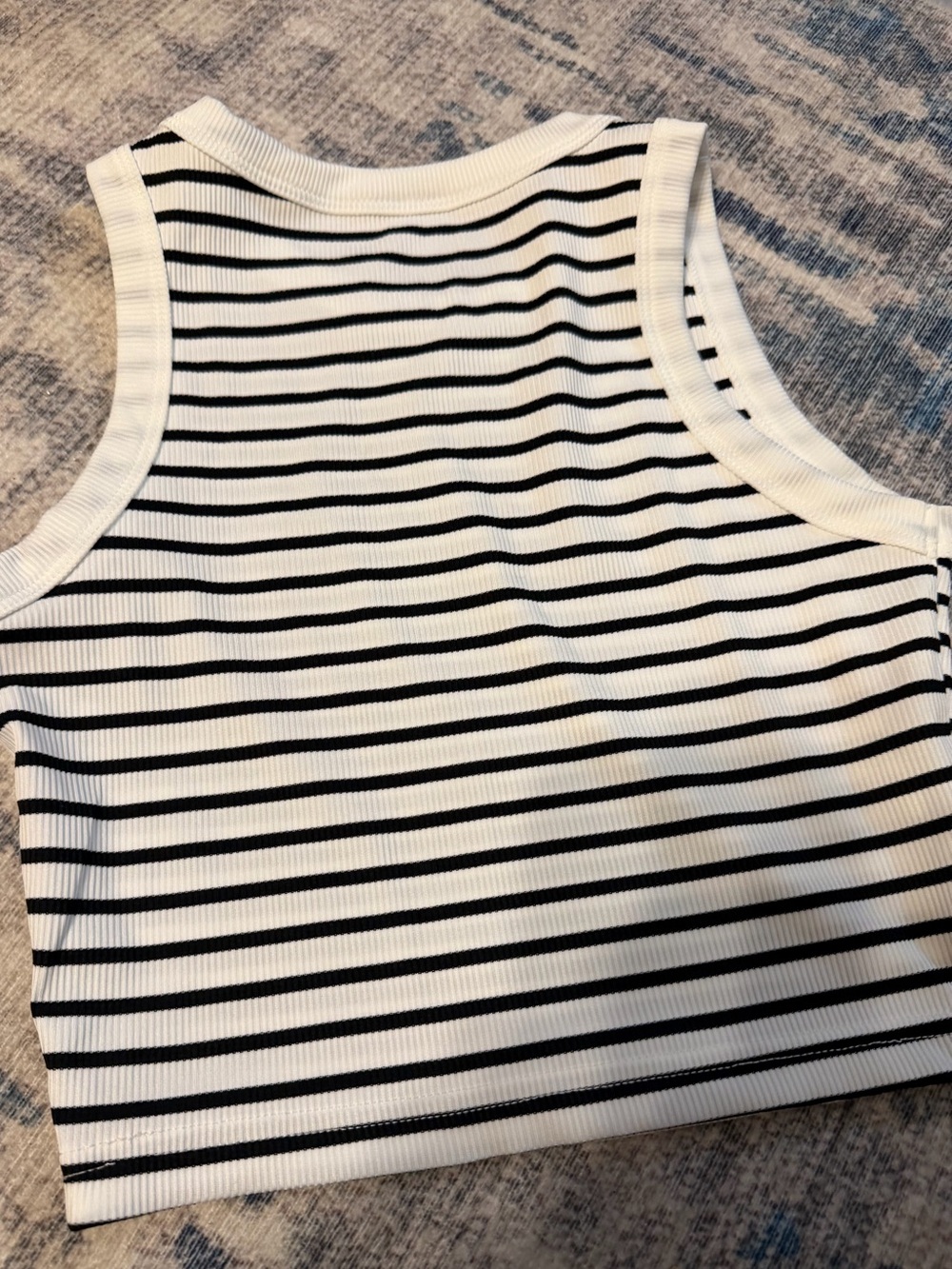 SHEIN Black and White Striped Ribbed Tank